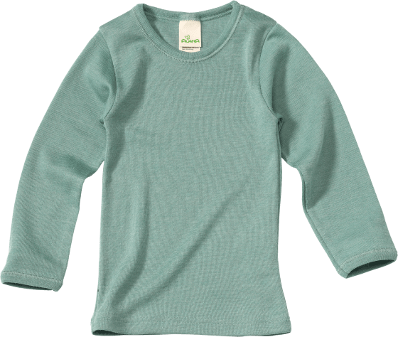 Seide, 1 langarm Bio-Wolle St aus und grün, Unterhemd Gr. 134/140,
