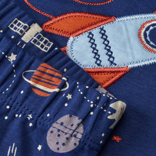 Schlafanzug mit Weltraum-Motiv, blau, 122/128, Gr. St 1