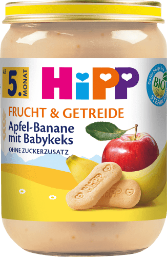 Frucht & Getreide Apfel-Banane mit Babykeks ab dem 5.Monat, 190 g | Babygläschen & Co.