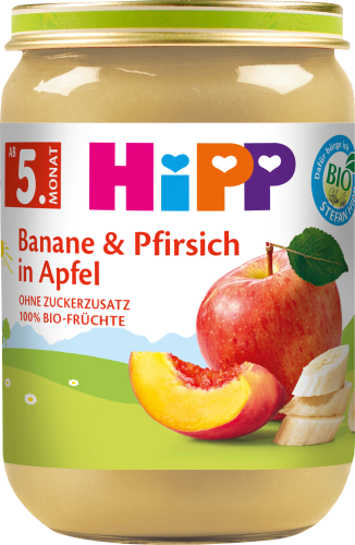 Früchte Banane und Pfirsich in Apfel ab 5. Monat, 190 g