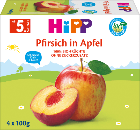 Früchte Pfirsich in (4x100 ab dem 5.Monat 0,4 Apfel g), kg