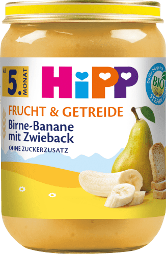 Frucht & Getreide Birne-Banane Monat, dem 5. mit g 190 Zwieback ab