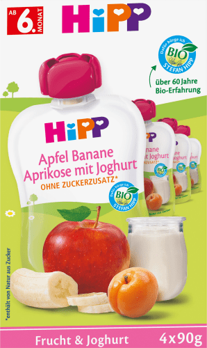 Monat mit 6. Joghurt, Apfel g), Banane Quetschie Aprikose g (4x90 ab 360