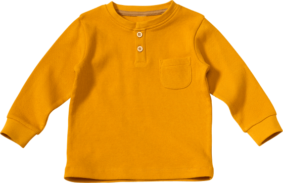 Langarmshirt mit Waffel-Struktur, gelb, Gr. 116, 1 St