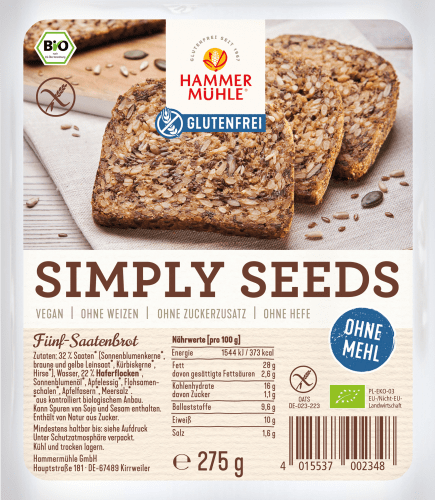 Seeds Simply g 275 (4 Stück), 5-Saatenbrot Brot,