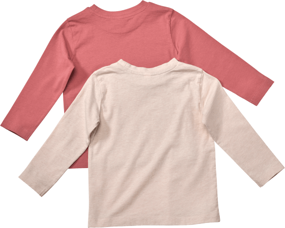 Langarmshirts, rosa + beige, 110, 2 St Gr