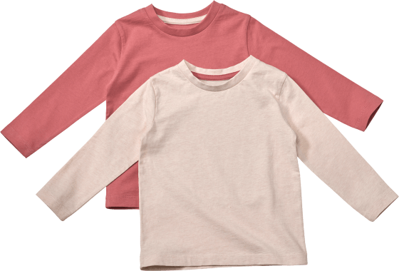 Langarmshirts, rosa + 116, Gr. beige, 2 St