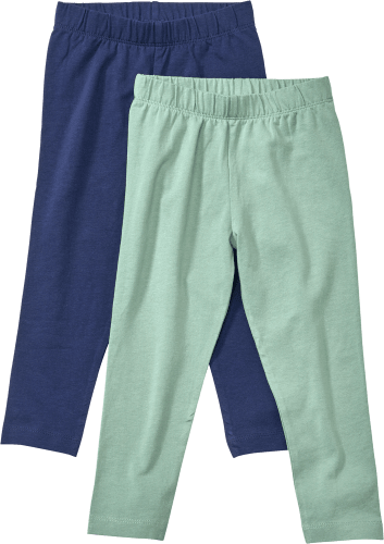Gr. 104, Leggings aus St + Bio-Baumwolle, grün blau, 2