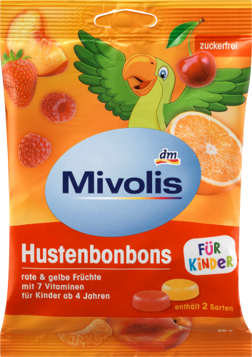 Bonbon, rote und gelbe Früchte für Kinder, zuckerfrei, 75 g