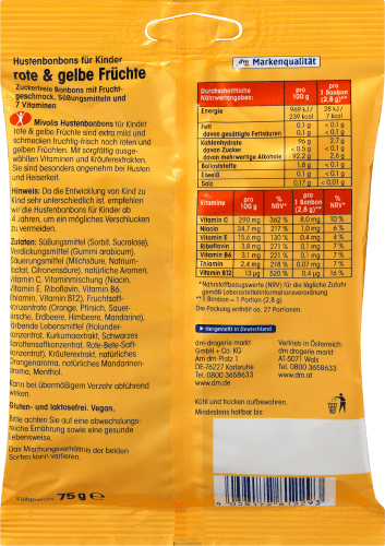 Bonbon, rote und gelbe Früchte Kinder, für 75 g zuckerfrei