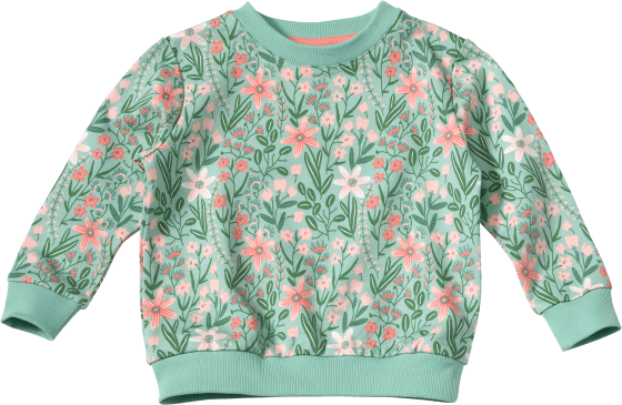 Sweatshirt Pro Climate mit Blumen-Muster, grün, Gr. 110, 1 St | Kinderpullover & -shirts