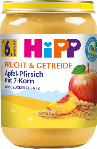 Frucht Apfel-Pfirsich g 190 Getreide 6.Monat, mit dem ab & 7-Korn,
