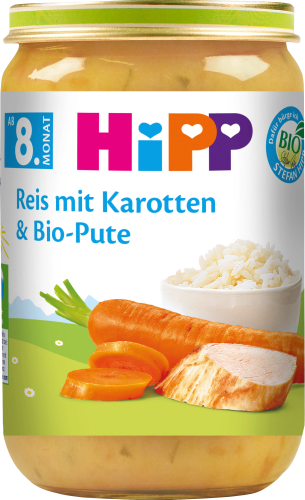 Menü Reis mit Karotten & Bio-Pute ab dem 8. Monat, 220 g