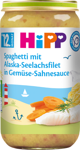Menü Spaghetti mit Alaska-Seelachsfilet in Gemüse-Sahnesauce ab dem 12. Monat, 250 g