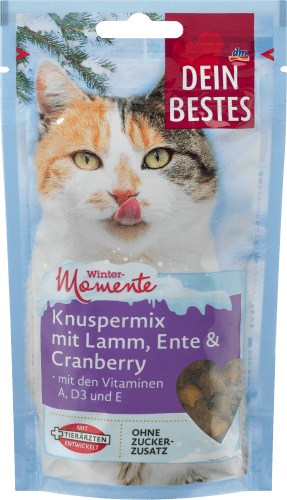Katzenleckerli Knuspermix Cranberry, Lamm, g 65 Wintermomente, mit & Ente