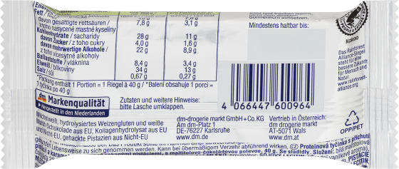 Proteinriegel 34%, Pistachio Caramel 40 g Geschmack