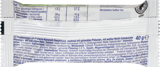 Proteinriegel 34%, Pistachio Caramel 40 g Geschmack