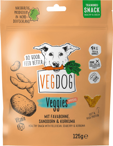 Hundeleckerli mit Favabohne, Sanddorn & Kurkuma, Veggies immune, 125 g