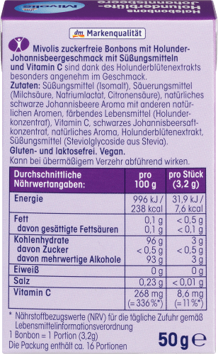 Bonbon, Holunderblüte-Johannisbeere, zuckerfrei, 50 g