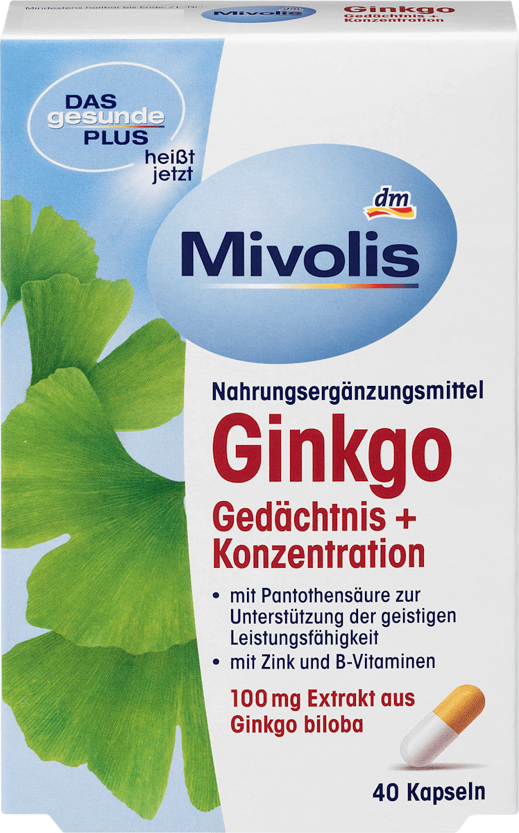 Mivolis Ginkgo Gedächtnis + Konzentration Kapseln 40 St., 20 g