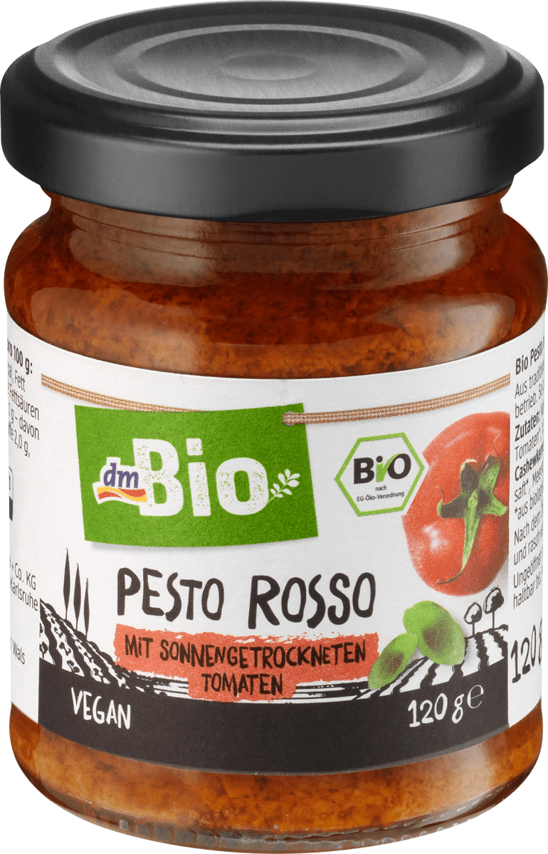 dmBio Pesto Rosso mit sonnengetrockneten Tomaten, 120 g dauerhaft ...