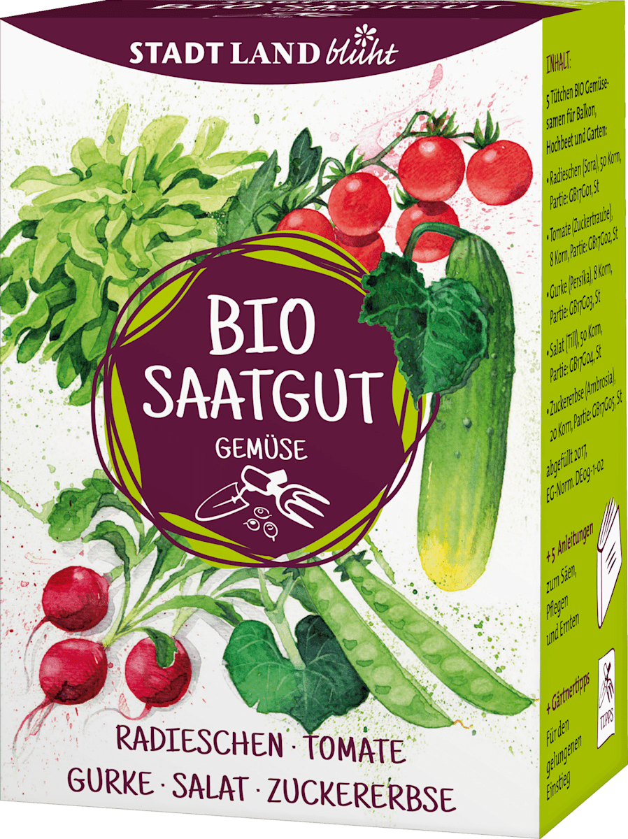 Stadt Land blüht Saatgut, Gemüse Radieschen, Tomate, Gurke, Salat