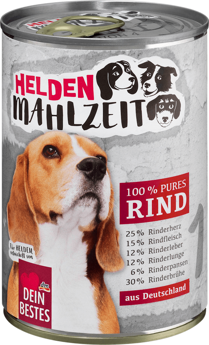 dein bestes heldenmahlzeit nassfutter fur hunde 100 pures rind 400 g dauerhaft gunstig online kaufen dm de