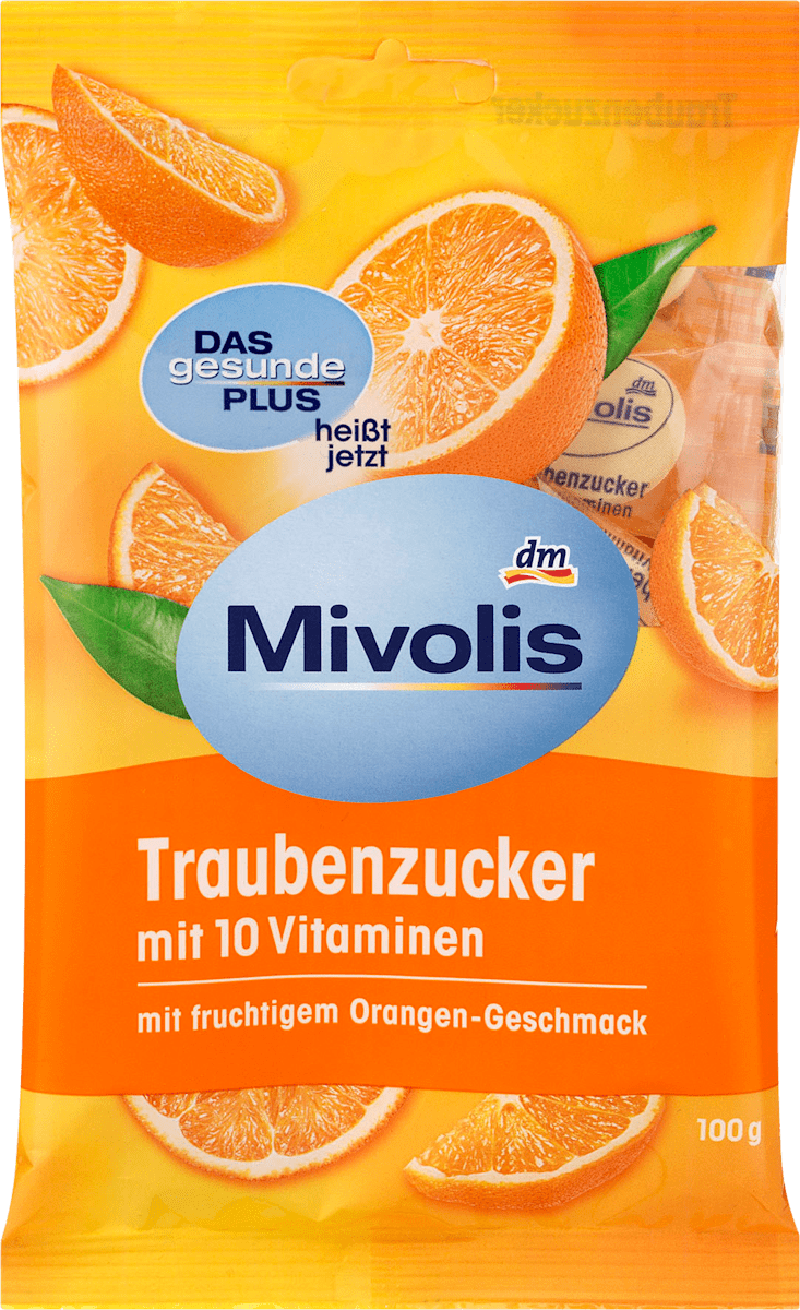 Mivolis Traubenzucker Orange mit 10 Vitaminen, 100 g ...
