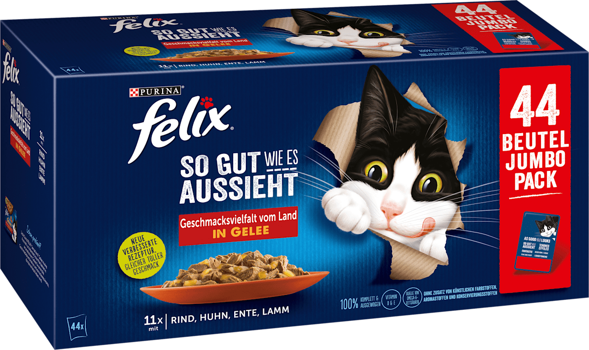 Felix Nassfutter für Katzen, Adult, Geschmacksvielfalt vom Land ... - Felix Nassfutter Fuer Katzen ADult Geschmacksvielfalt Vom LanD Multipack 44 X 85g