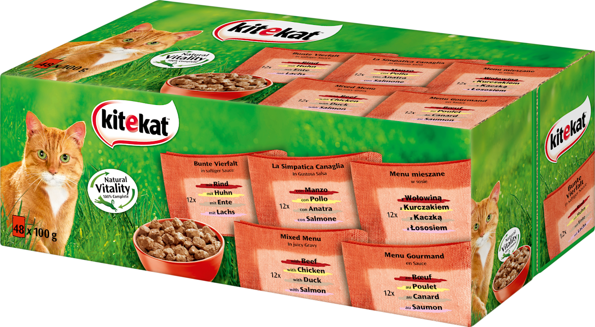 kitekat Nassfutter für Katzen, Bunte Vielfalt in Sauce, Multipack ... - Kitekat Nassfutter Fuer Katzen Bunte Vielfalt In Sauce Multipack 48x100g