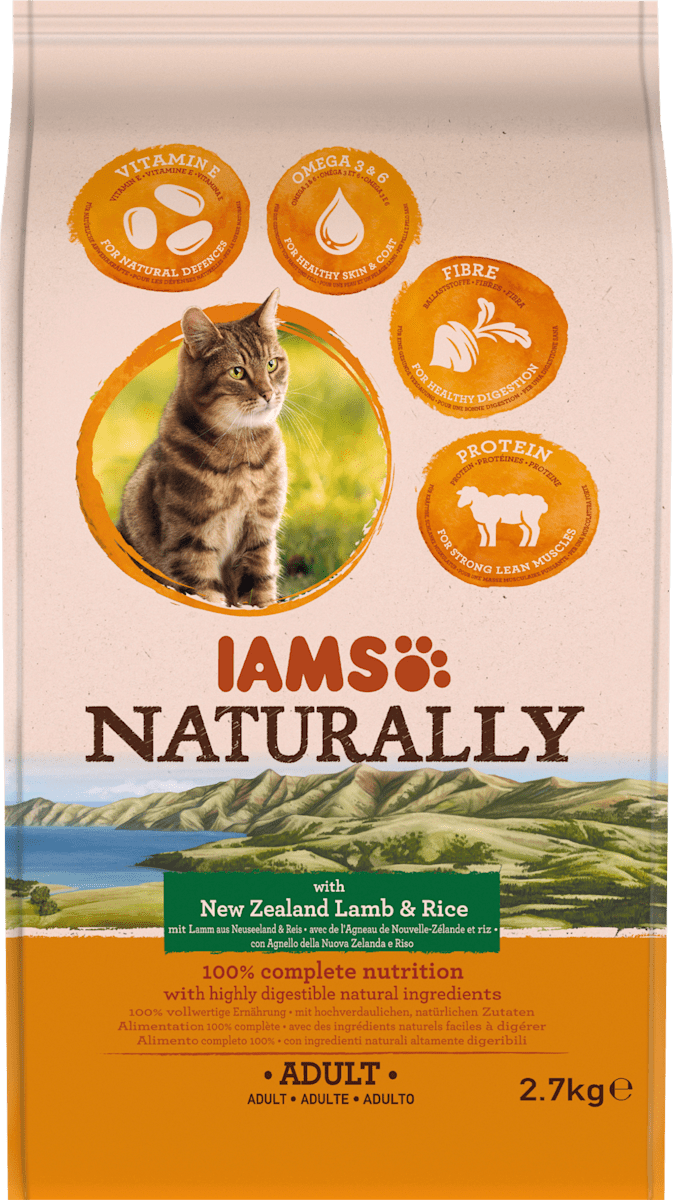 IAMS Trockenfutter für Katzen, Naturally, Adult, Lamm, 2,7 kg dauerhaft ... - Iams Trockenfutter Fuer Katzen Naturally ADult Lamm