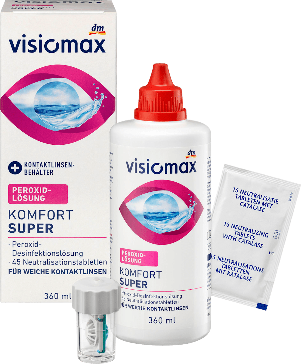 Visiomax Peroxidlosung Komfort Super Fur Weiche Kontaktlinsen Mit Kontaktlinsenbehalter 360 Ml Dauerhaft Gunstig Online Kaufen Dm De