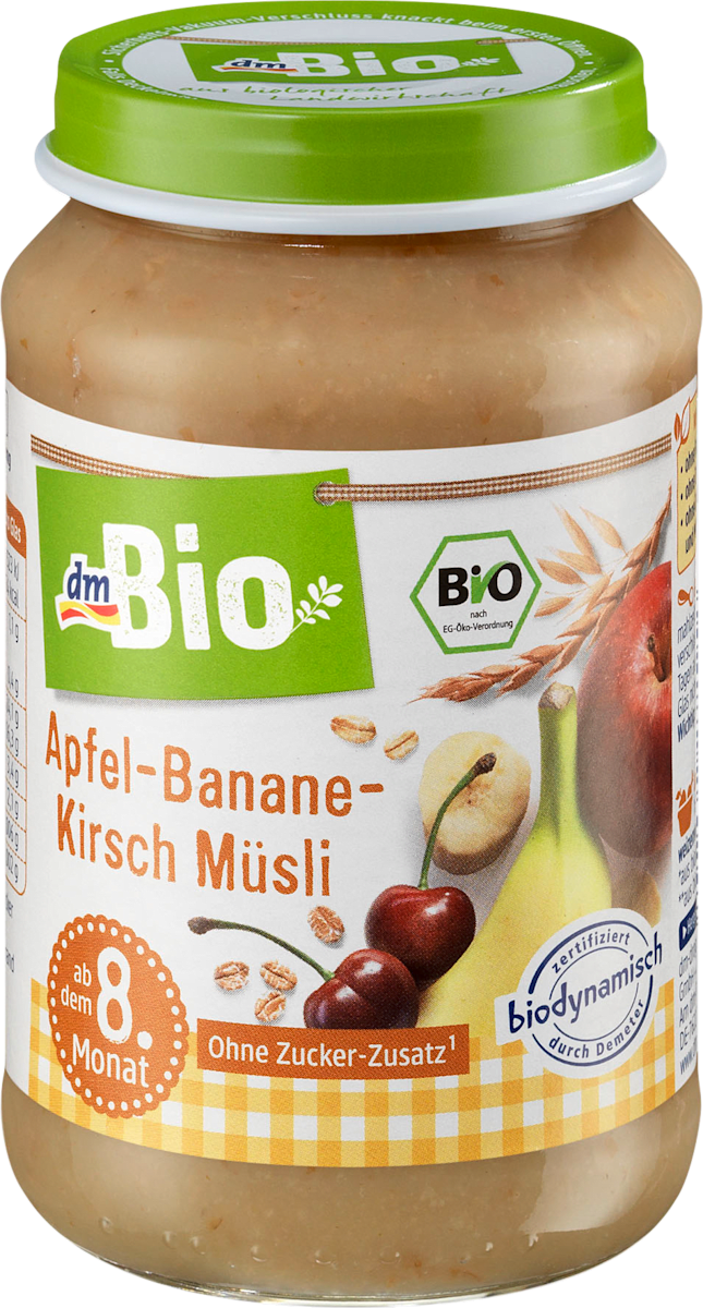 dmBio Apfel-Banane-Kirsch Müsli ab 8. Monat, 190 g dauerhaft günstig ...