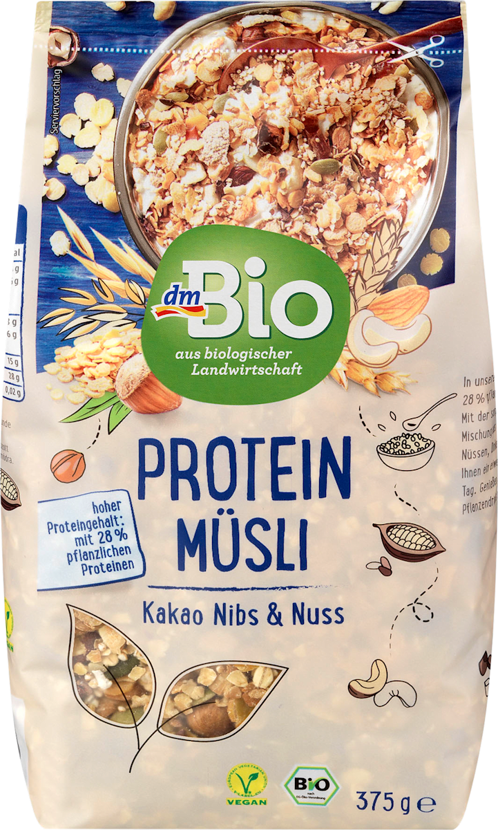 dmBio Proteinmüsli Kakao Nibs & Nuss, 375 g dauerhaft ...