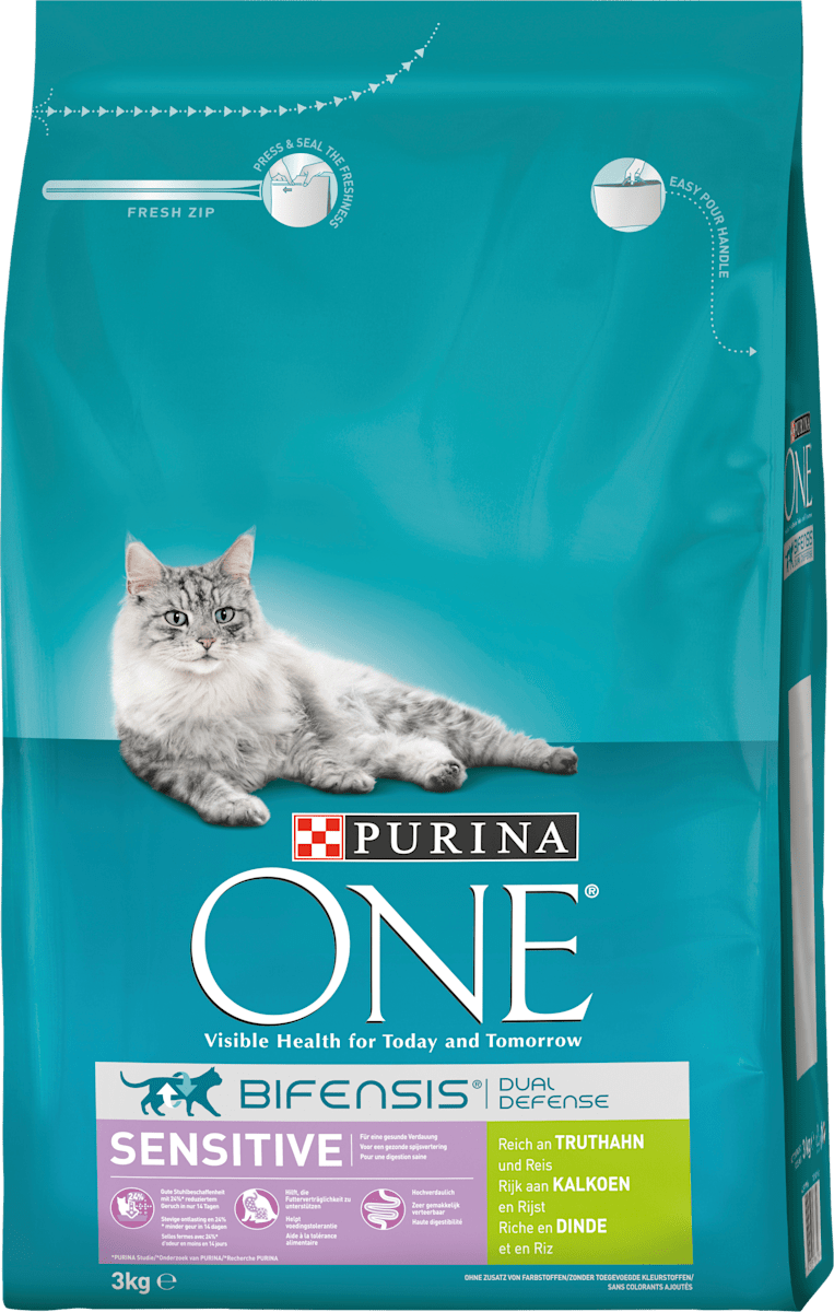 purina one trockenfutter fur katzen sensitive reich an truthahn und reis 3 kg dauerhaft gunstig online kaufen dm de