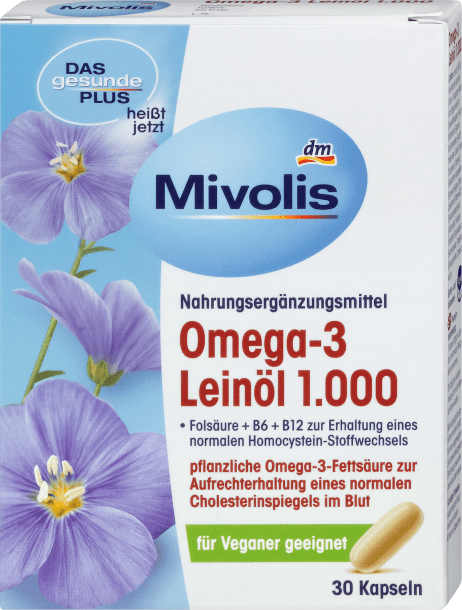 Mivolis Omega3 Leinöl 1000 Kapseln, 30 St dm.at
