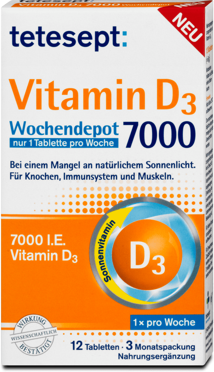 tetesept Vitamin D3 Wochendepot 7000 Tabletten, 12 St dm.at