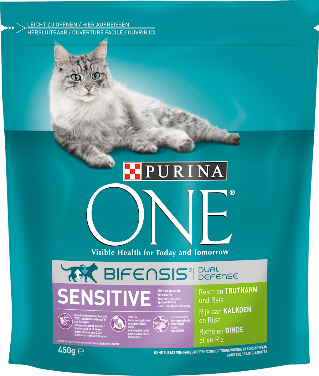 purina one trockenfutter fur katzen sensitive reich an truthahn und reis 450 g dauerhaft gunstig online kaufen dm de