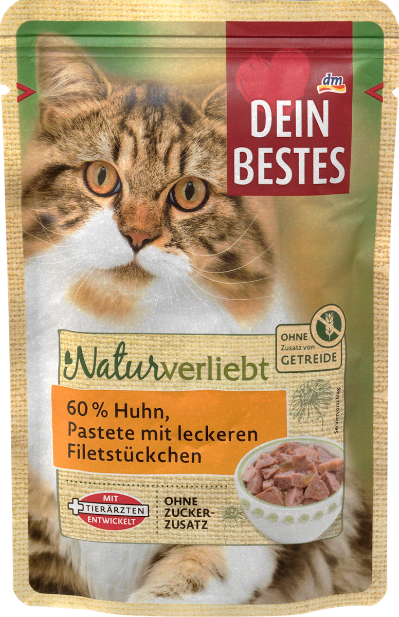 Dein Bestes Naturverliebt, Nassfutter für Katzen, 60 % Huhn mit ... - Dein Bestes Naturverliebt Nassfutter Fuer Katzen 60 Prozent Huhn Mit Leckeren Filetstueckchen