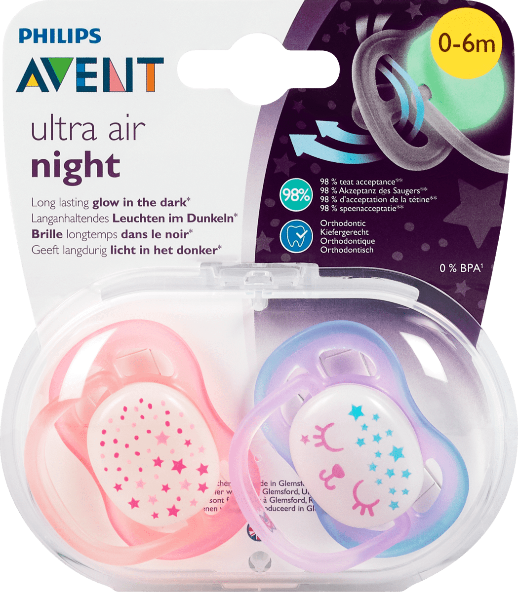 Avent Schnuller Ultra Air Night 0-6 Monate Girl, 2 St | dm.at