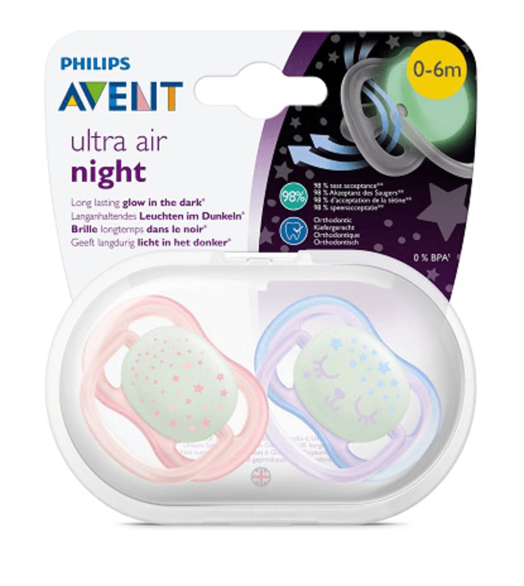 Philips Avent Ejszakai Nyugtato Cumi Ultra Air 6 Honapos Korig Kislanyos 2 Db Dm Hu