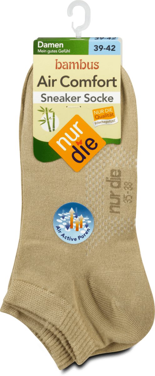 nur die Bambus Sneaker Socken Air Comfort beige, Gr. 3942, 1 St dm.at