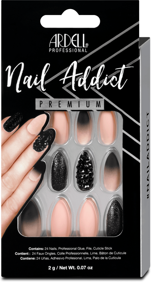 ardell nail addict premium kunstnagel set black stud pink ombre 24 st dm at