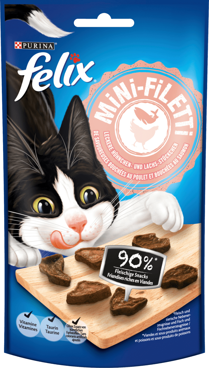 felix snack fur katzen mini filetti huhnchen lachs 40 g dauerhaft gunstig online kaufen dm de