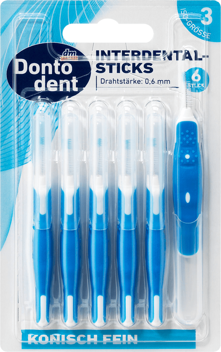 Dontodent Interdentalbürsten blau 0,6 mm ISO 3, 6 St dauerhaft günstig online kaufen dm.de
