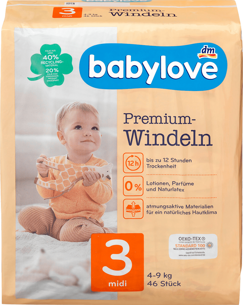 Babylove Windeln Premium Gr 3 Midi 4 9 Kg 46 St Dauerhaft Gunstig Online Kaufen Dm De