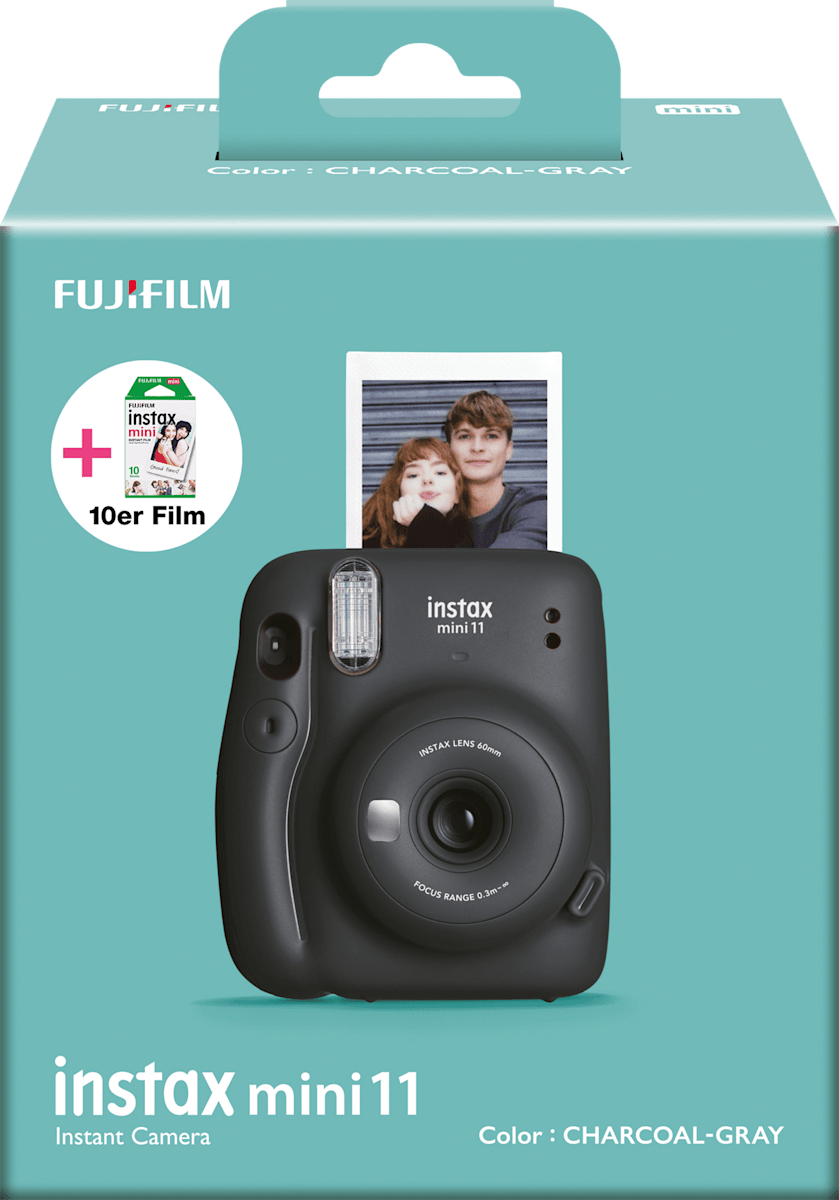 Fuji instax Mini 11 Kamera CHARCOALGRAY + 10er instax Mini Film, 1 St