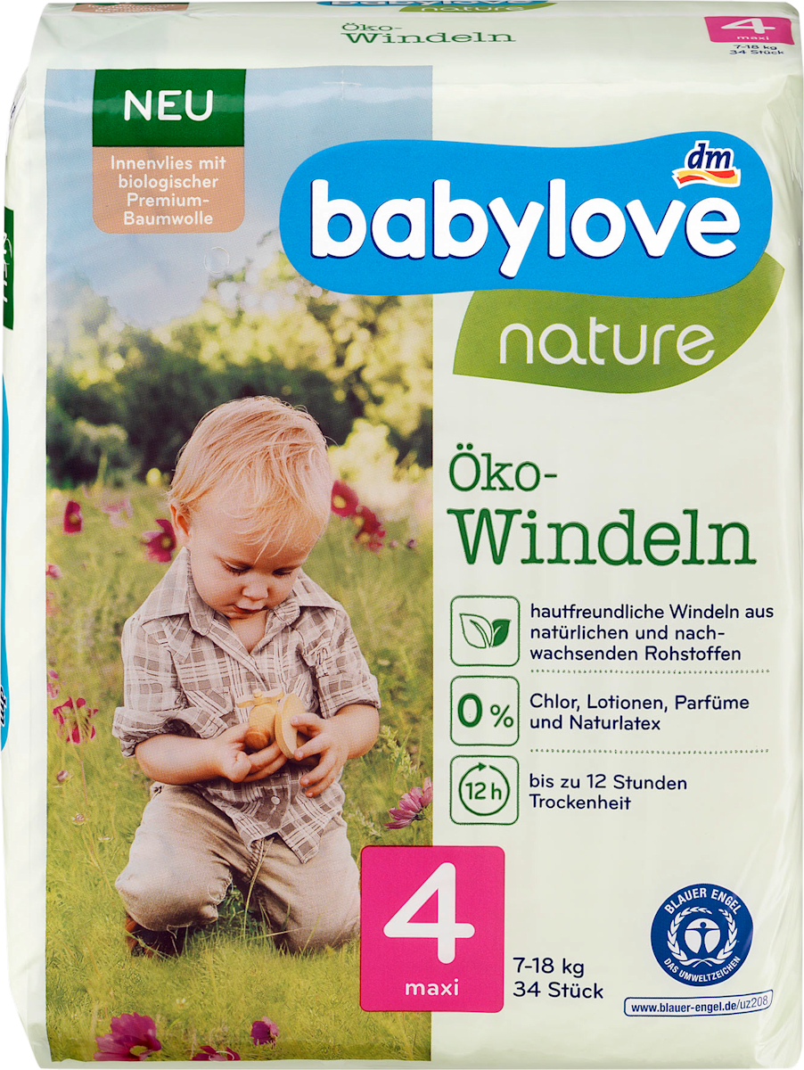 Babylove Windeln Nature Gr 4 Maxi 7 18 Kg 34 St Dauerhaft Gunstig Online Kaufen Dm De