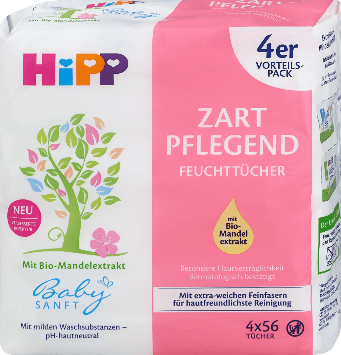 Hipp Babysanft Zart Pflegend Feuchttucher Mit Bio Mandelextrakt 224 Bl Dm At