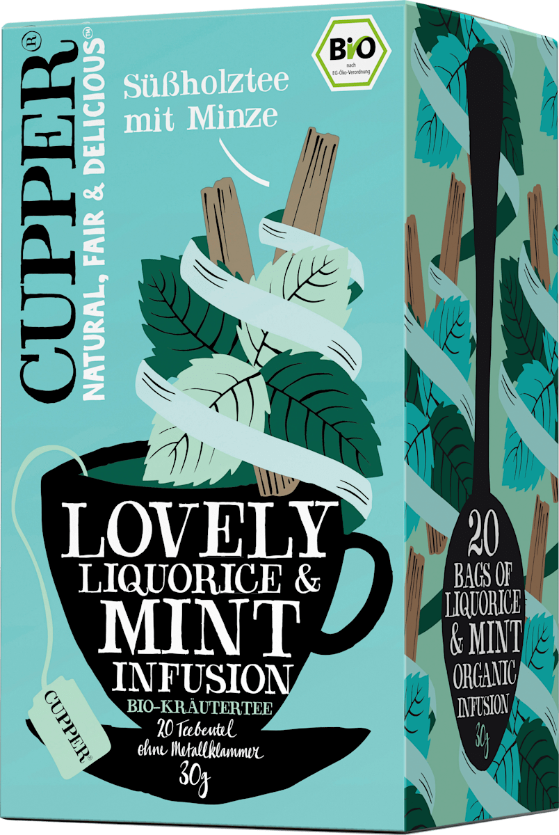 Cupper Süßholz-Tee, liquorice & spearmint mit Minze (20 x 1,5 g), 30 g